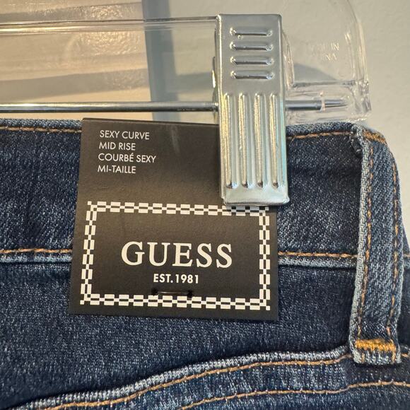 Guess Women's Blue Sexy Curve Mid-Rise Skinny Jeans Size 28 NWT - Picture 9 of 13